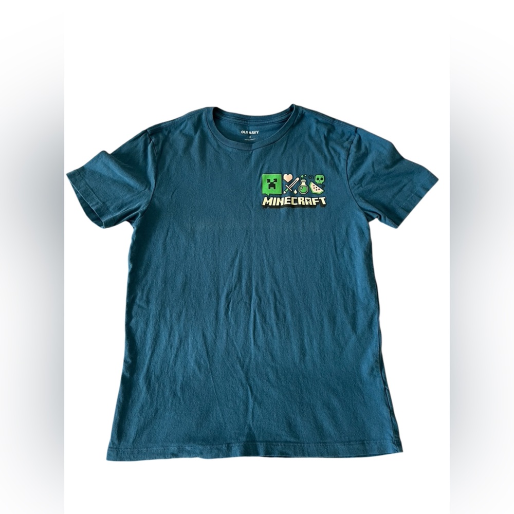 Old Navy Teal T-Shirt with Minecraft Design, Size Adult XS